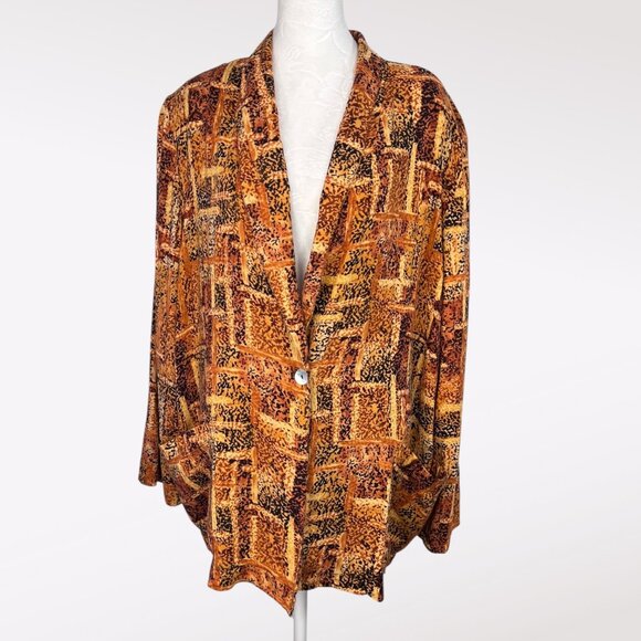 Vintage Impressions of California Blazer Jacket Retro Print Brown Orange Large - Picture 1 of 9